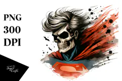 Washed Skull with Hair, Superhero PNG Product Image 1