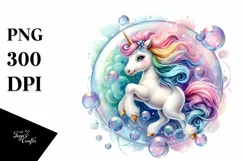 Colorful Baby Unicorn Twirling PNG Product Image 1