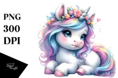 Cute Baby Unicorn Painting PNG Product Image 1