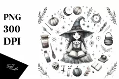 Washed Watercolor Funny Witch | Tshirt|Tumbler|Mug|Clipart Product Image 3