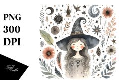 Washed Watercolor Funny Witch | Tshirt|Tumbler|Mug|Clipart Product Image 1