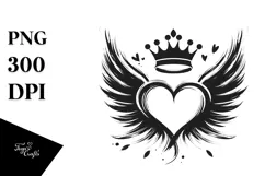 Simple Heart with Wings and Crown PNG Product Image 1