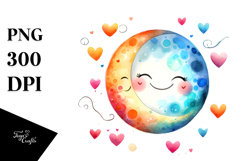 Simple Smiling Washed Half Moon, PNG Product Image 1