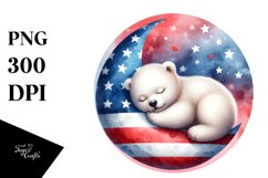 Sleeping Baby Polar Bear on Moon | Sublimation Clipart Product Image 3