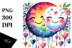 Smiling Moon with Hearts, PNG Product Image 1
