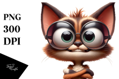 Goofy Cat with Oversized Sunglasses, Expressive Eyes, PNG Product Image 1