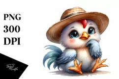 Watercolor Baby Rooster Hat Clipart Product Image 3