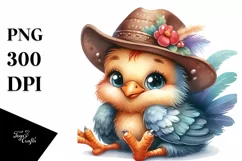 Watercolor Baby Rooster Hat Clipart Product Image 1