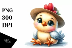 Watercolor Baby Rooster Hat Clipart Product Image 3