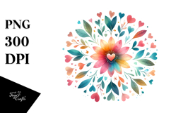 Simple Boho Heart Flower, PNG Product Image 1