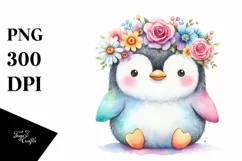 Adorned Penguin with Flower Crown, Transparent PNG Product Image 3