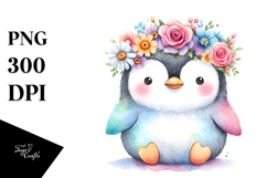 Adorned Penguin with Flower Crown, Transparent PNG Product Image 1