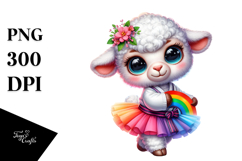 Watercolor Baby Lamb with Tutu PNG Product Image 1