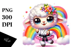 Smiling Cute Watercolor Baby Lamb PNG Product Image 1