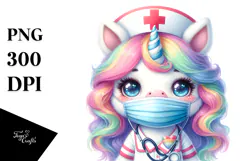 Baby Unicorn Nurse Mask Clipart Product Image 1