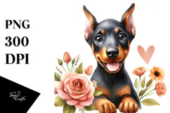Happy Baby Doberman Pinscher, PNG Product Image 1