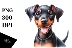 Happy Baby Doberman Pinscher, PNG Product Image 1