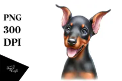 Happy Baby Doberman Pinscher, PNG Product Image 1