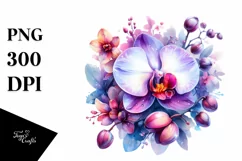 Watercolor Abstract with Vibrant Orchid Glossy Petals Product Image 1