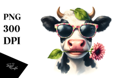 Funny Cow with Funny Sunglasses PNG Product Image 1
