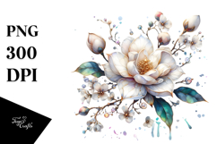 Gardenia with Metallic Insertions, PNG Product Image 1
