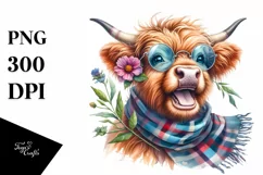 Highland Cow Watercolor | Sublimation Clipart Product Image 1