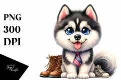 Siberian Husky Tie Caricature-Clipart Product Image 1