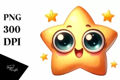 Funny Expressive Star Watercolor PNG Product Image 1