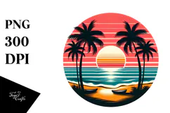 Retro Tropical Beach Sunset, 20 oz Tumbler Product Image 1