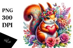 Adorned Squirrel with Heart, Colorful PNG Product Image 1