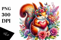 Adorned Squirrel with Heart, Colorful PNG Product Image 1