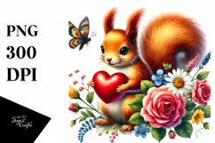 Adorned Squirrel with Heart, Colorful PNG Product Image 1