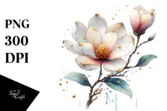 Magnolia with Watercolor Splash PNG Product Image 1