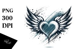 Heart with Wings Paint Brush Style PNG Product Image 1