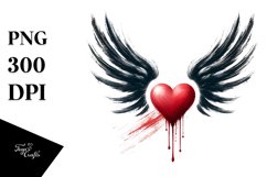Heart with Wings Paint Brush Style PNG Product Image 1