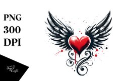 Heart with Wings Paint Brush Style PNG Product Image 1