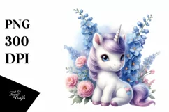 Pastel Unicorn Baby Delphinium | Sublimation | Clipart Product Image 1