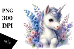 Cute Baby Unicorn Delphinium Clipart Product Image 1