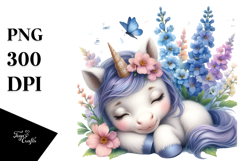 Cute Baby Unicorn Delphinium Clipart Product Image 1