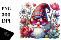 Valentines Gnome with Heart Sign, PNG Product Image 1