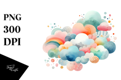 Watercolor Colorful Cloud PNG Product Image 1