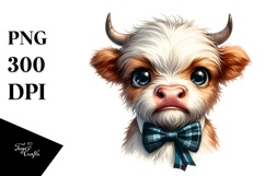 Disgusted Baby Cow with Cool Looking Hair, Cartoon PNG Product Image 1