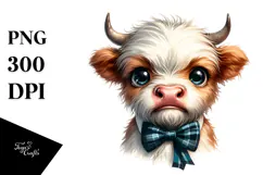 Disgusted Baby Cow with Cool Looking Hair, Cartoon PNG Product Image 1