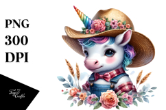 Colorful Baby Unicorn Farmer PNG Product Image 1