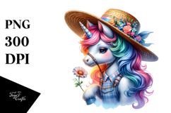 Colorful Baby Unicorn Farmer PNG Product Image 1