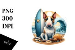 Bull Terrier Surf and Shell Clipart Product Image 1