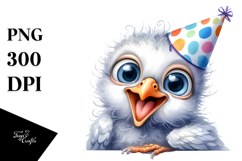 Watercolor Funny Baby Dove with Party Hat Product Image 1