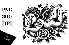 Simple Tattoo Style Cupid, PNG Product Image 1