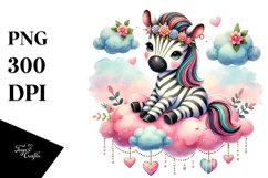 Boho Zebra on Cloud, PNG Product Image 1