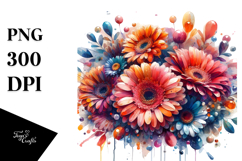 Colorful Gerbera Floral Frame PNG Product Image 1